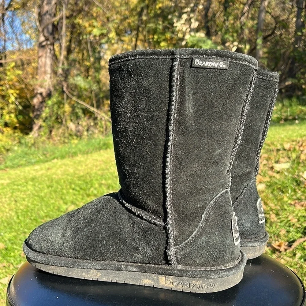 Bearpaw Emma Short Boots sheepskin/wool blend lining, black, size 7